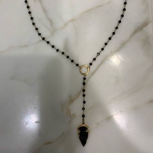 Drop down black beaded necklace